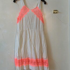 Free People Off White Sun Dress with Orange Lace